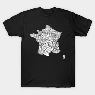 Mandala art map of France with text in white T-Shirt